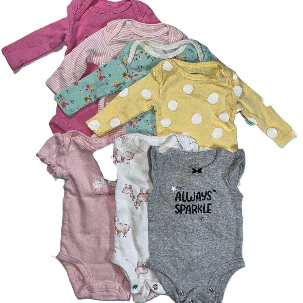 Assorted 4 long sleeve and 3 short sleeve onesies